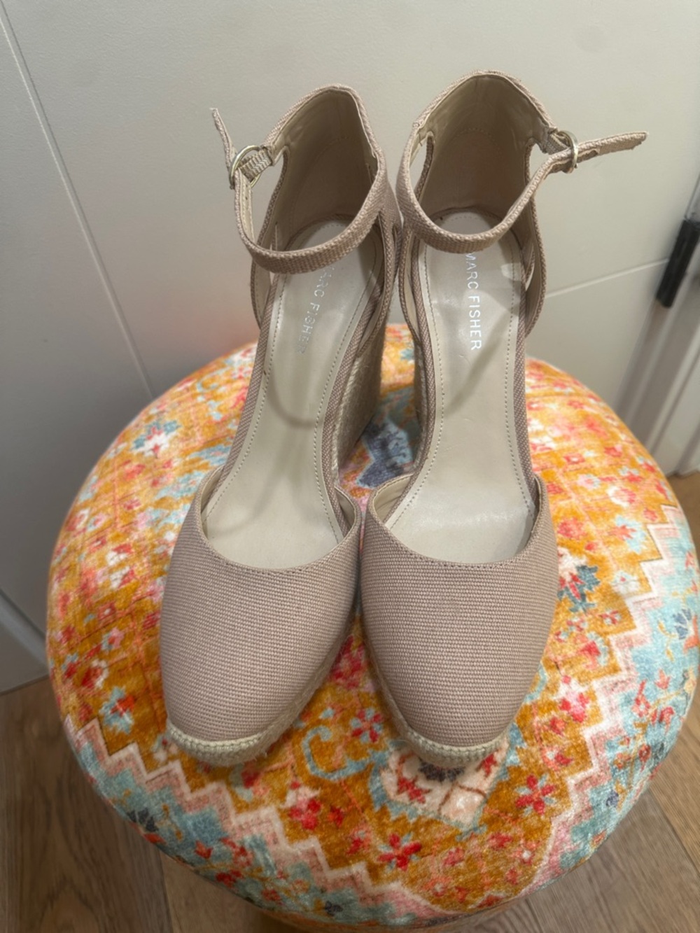 Marc Fisher Blush Ankle-Strap Espadrille Wedges